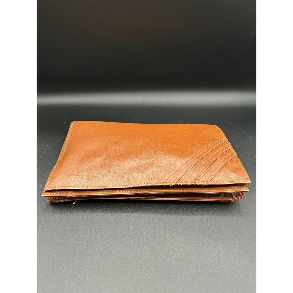 Vintage Hand Made By Remy Mary Tan Brown Leather Clutch Purse Bag